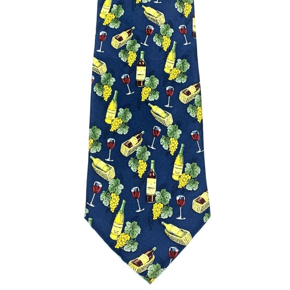 Utopia Men's Blue Tie Handmade Red Wine Chardonnay Grapes Novelty Necktie 58" - Picture 6 of 9